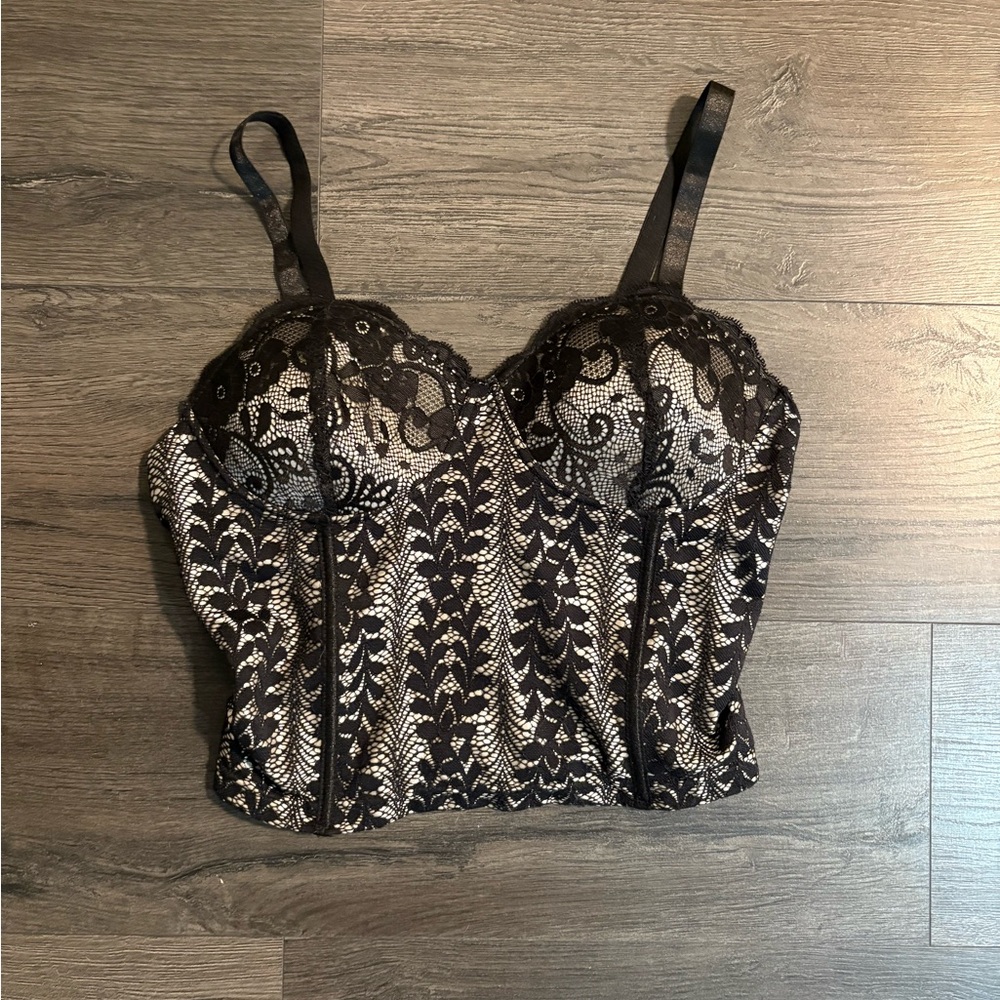 Mind Code Black and White Lace Camisole